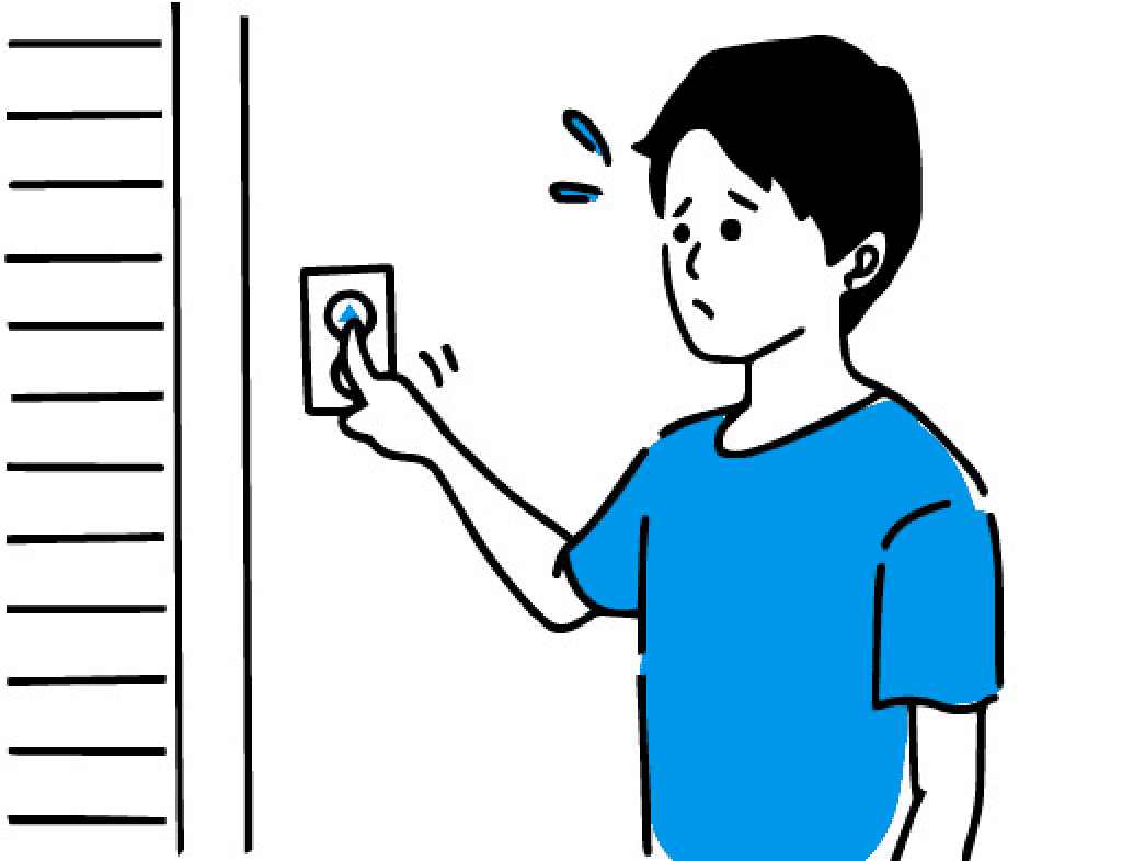 スイッチの不調で、シャッターが上手く動かない。